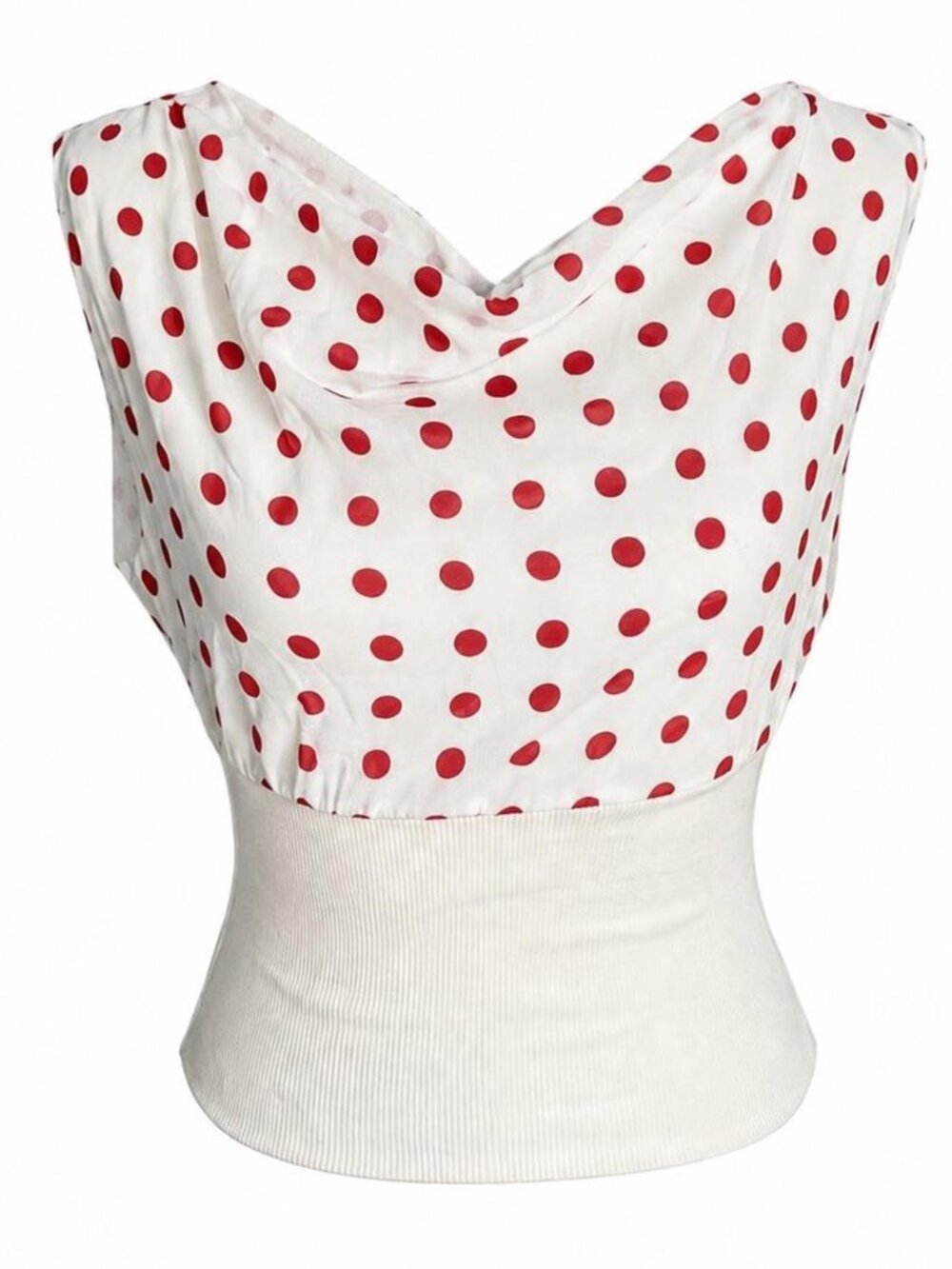 Designs by Si white and red polka dot top with lace up back